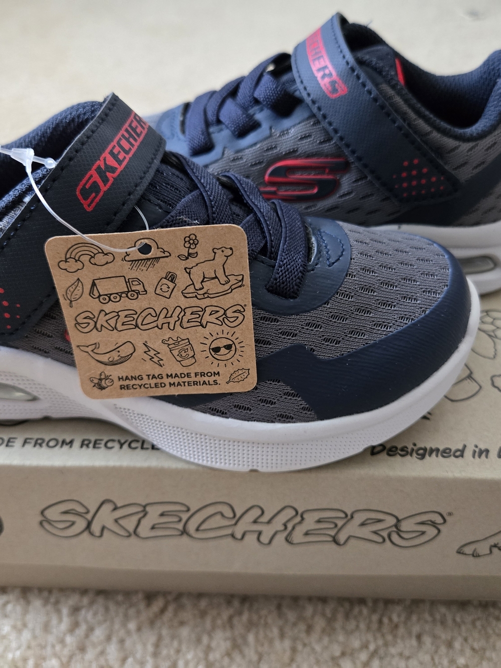 NWT Skechers Boy Toddler Navy and Gray Athletic Sneakers Size 9